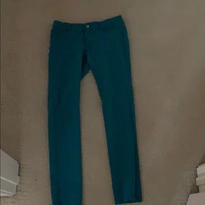 Stretchy teal skinny jeans